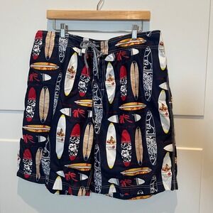 Nautica Men's Swim Trunks Board Shorts Surfboard Print‎ 36W Blue Tropical Beach